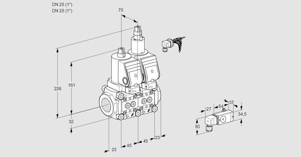 Клапан эл.магнитный сдвоенный VCS 1E25R/25R05NLWSR/1-PP/PPPP