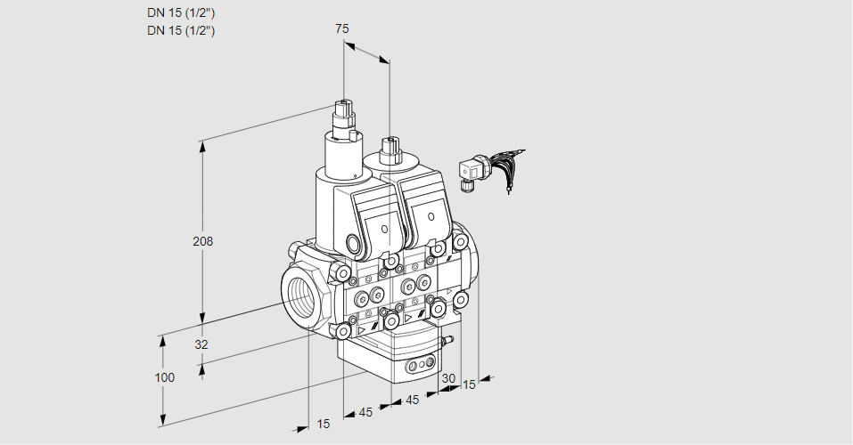 Регулятор расхода с двумя эл.магнитными клапанами VCH 1E15R/15R05LHEVWR/PPPP/PPPP