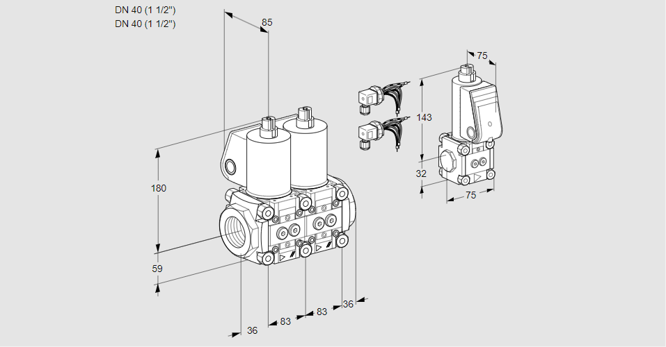 Клапан эл.магнитный сдвоенный VCS 3E40R/40R05NNWL6/PPZS/PPPP