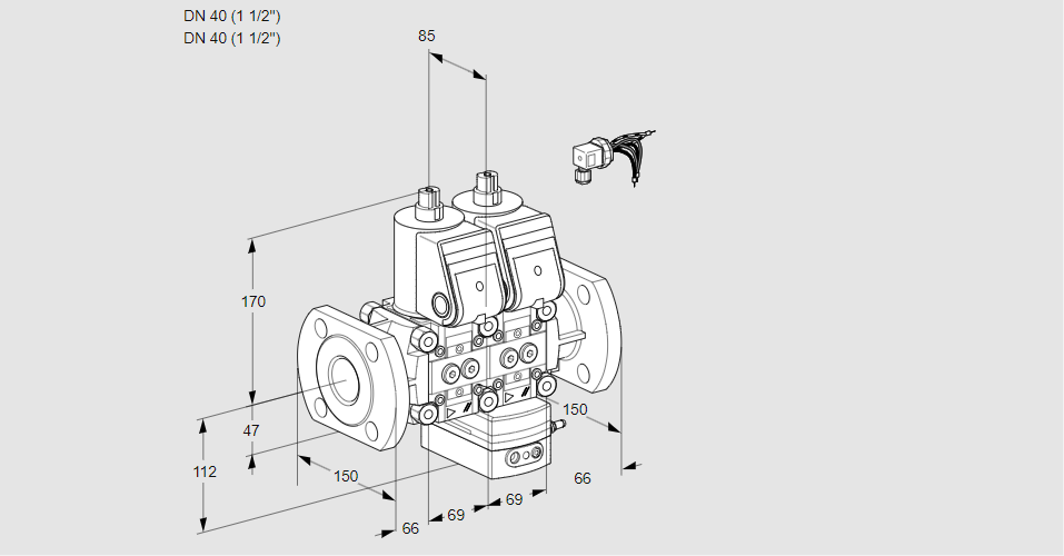 Регулятор соотношения газ/воздух с двумя эл.магнитными клапанами VCG 2E40F/40F05NGEKR/PPPP/PPPP