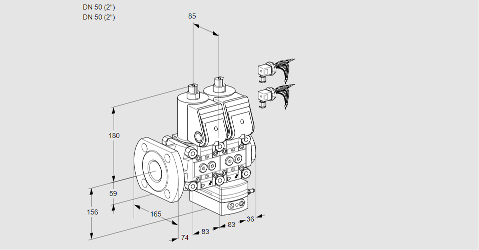 Регулятор расхода с двумя эл.магнитными клапанами VCH 3E50F/50R05NHEWR6/PPPP/PPPP