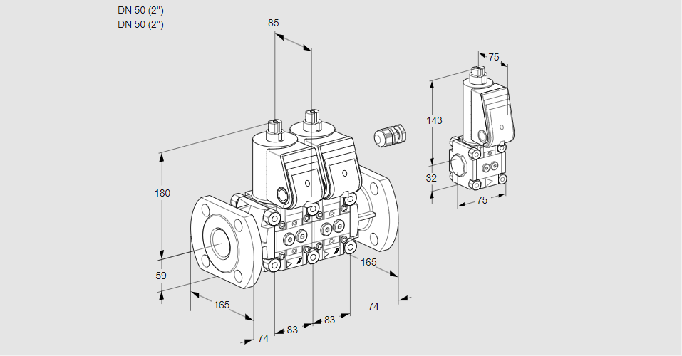 Клапан эл.магнитный сдвоенный VCS 3E50F/50F05NNWR/PPPP/PPZS