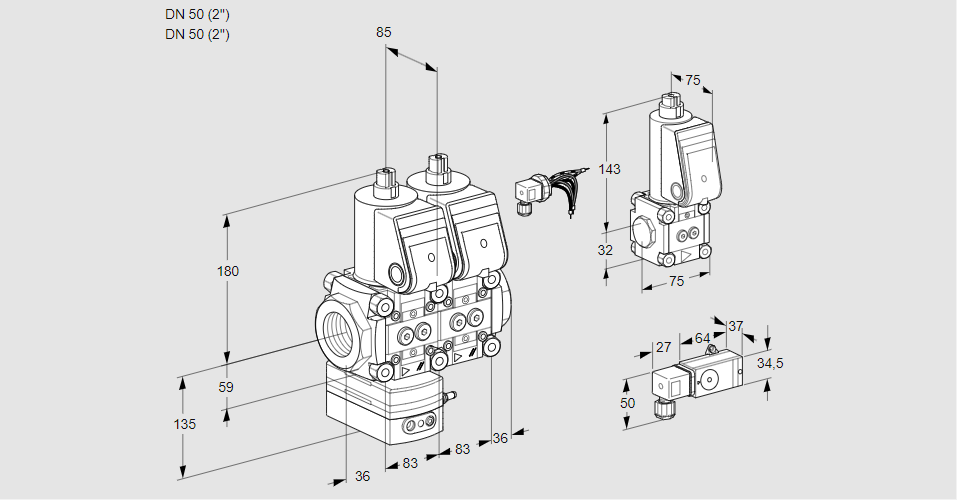 Регулятор давления с двумя эл.магнитными клапанами VCD 3E50R/50R05D-25NQR/1--3/PPZS