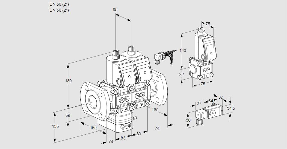 Регулятор давления с двумя эл.магнитными клапанами VCD 3E50F/50F05D-25NQR/1--3/PPZS