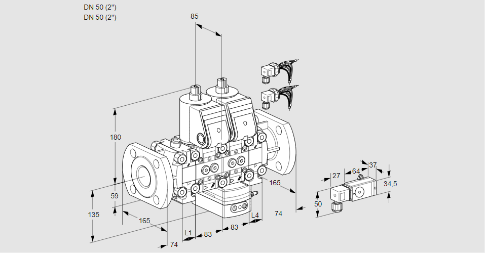 Регулятор соотношения газ/воздух с двумя эл.магнитными клапанами VCG 3E50F/50F05FNGEVWR6/PPPP/-3PP