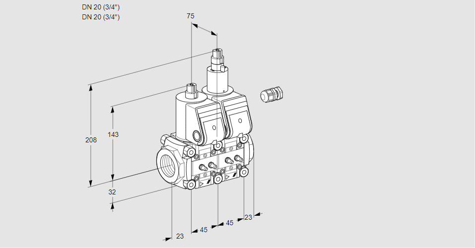 Клапан эл.магнитный сдвоенный VCS 1E20R/20R05NLWR/MMMM/PPPP