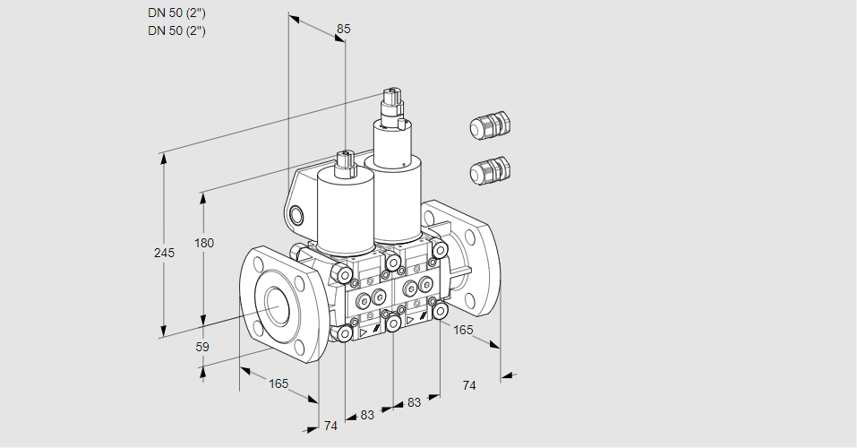 Клапан эл.магнитный сдвоенный VCS 3E50F/50F05NLWL3/PPPP/PPPP