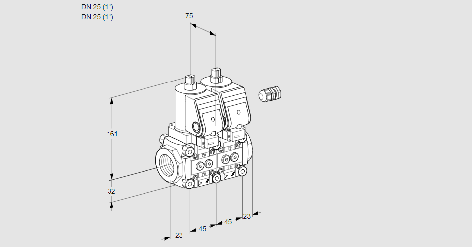 Клапан эл.магнитный сдвоенный VCS 1E25R/25R05NNWSR/PPPP/PPPP