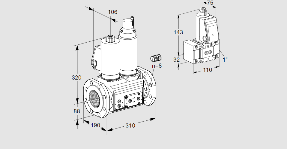Клапан эл.магнитный сдвоенный VCS 780F05NLWGL3E/PPPP/MMZ-