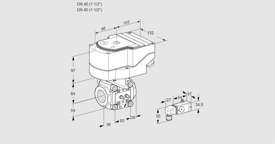 Линейный регулятор расхода газа с сервоприводом IFC 340/40R05-40MM-2/20-30W3T